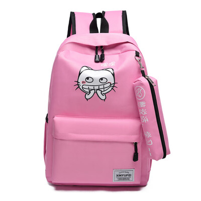 

Fashion Shoulder Bag Women Leisure Travel Korean Edition Campus Cartoon Lovely Backpack Student Bag Two-piece Set