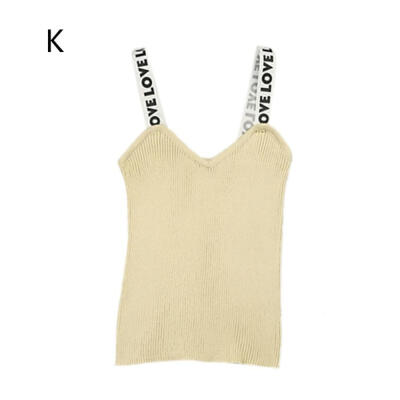 

Popular Fashion One Size Knit Letter Shoulder Strap Camisole V-neck Womens Camisole