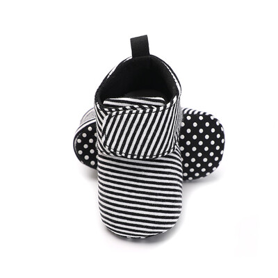

Toddler Infant Baby Boys Girls Crib Stripe Splicing Soft Sole Anti-Slip Shoes