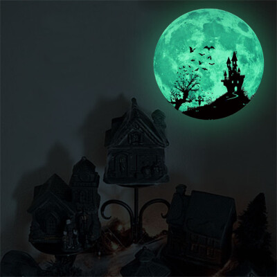 

〖Follure〗Halloween Luminous Wall Sticker Moon Castle Bat Witch Glow In Dark Decal Decor