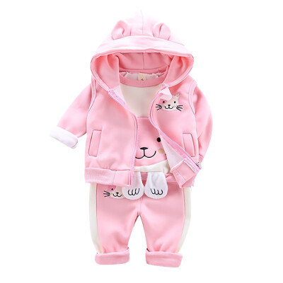 

Fashion Cute Newborn Baby Boy Girl Clothes Long Sleeve Cartoon T-shirtHoodie Vest SweatshirtPants 3pcs Cotton Baby Casual Set