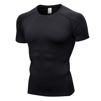 

Mens tight short sleeve fitness exercise running training stretch quick dry T-shirtDISHENG-053