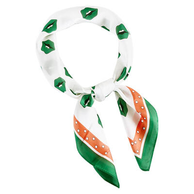 

Women Hotel Waiter Flight Attendant Print Square Imitate Silk Scarf 70x70cm