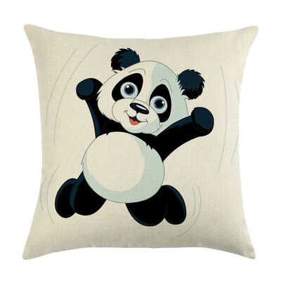 

8 Styles Lovely Cartoon Panda Cotton Linen Throw Pillow Case Cushion Cover Home Decor