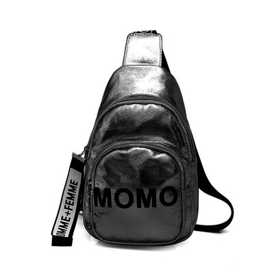 

Creative Women Crossbody Bags Letter Print Patent Leather Chest Bags Multi Pockets Travel Handbag Adjust Straps Shoulder Bag