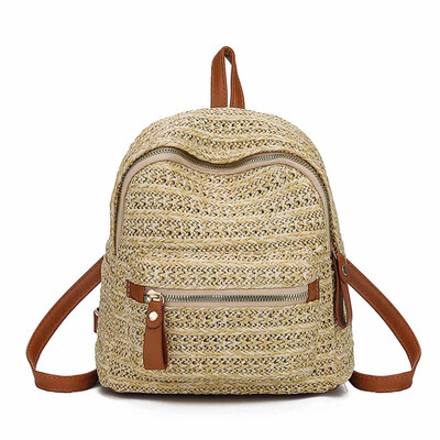 

Fashion Summer Straw Rattan Backpack Women Girl Woven Mini Backpack Casual Travel Beach Shoulder Bag Satchel School Bags