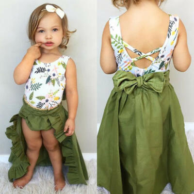 

3PCS Toddler Baby Girls Clothes Floral Tops VestShortsSkirts Dress Outfits Set