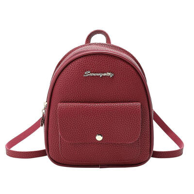 

Girls Mini Backpack Litchi PU Preppy Style Schoolbags Travel Shoulder Bag