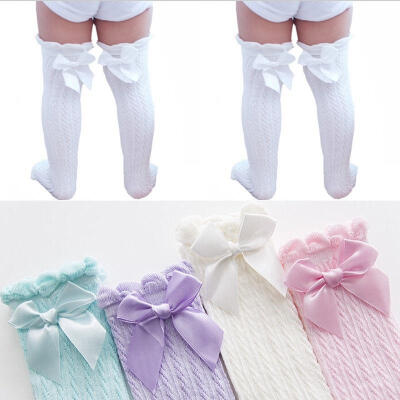 

Cute Lace Baby Toddler Girls Cotton Knee High Socks Bowknot Tights Leg Warmer Stockings For Kids