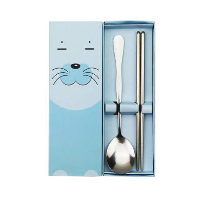 

2 pieces box small gift novelty gift stainless steel couple coffee spoon chopsticks creative&practical