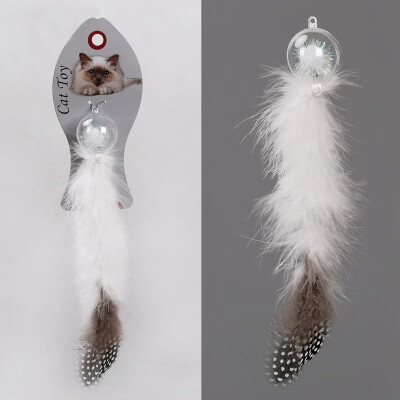 

Tease Cat Feather Toys Natural Interactive Christmas Crystal Cat Ball Toys Christmas Tree Ornament