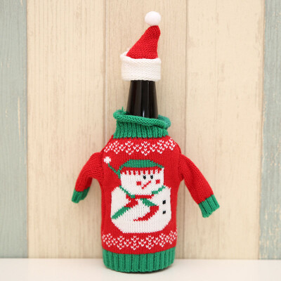 

1 Kit Wine Bottle Cover Knitting Clothes Hat Decor For Christmas New Year Party