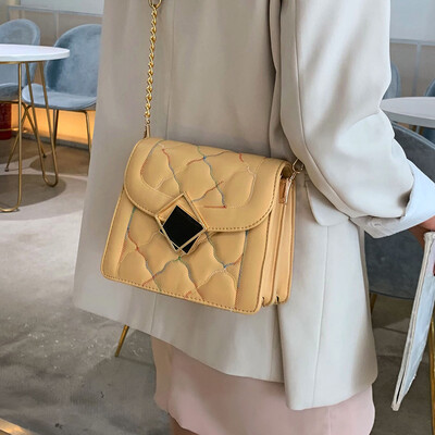 

Advanced sense bag female bag 2019 new wave fashion foreign gas chain Messenger bag wild ins embroidery line shoulder bag
