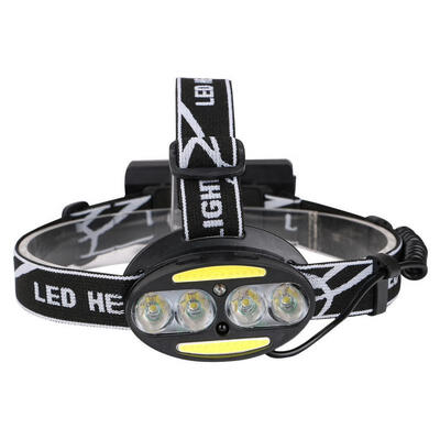 

USB Rechargeable 4xXML-T6 2xCOB LED Headlight Gesture Sensor 5-Mode Head Light Headlamp