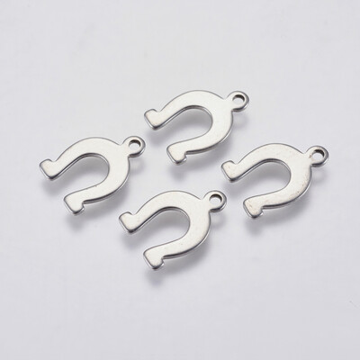 

304 Stainless Steel Charms Ohm Stainless Steel Color 14x9x08mm Hole 1mm