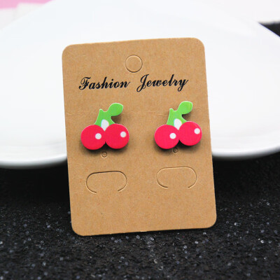 

E098 Fashion Jewelry Cute Cartoon Rose Watermelon Cherry Stud Earrings For Women&Girls Creative Art Fruits Plants Earrings