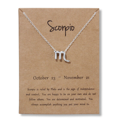 

Card Fashion Jewelry 12 Constellation Pendant Necklace Astrology Gold Tone Chain Necklace For Women