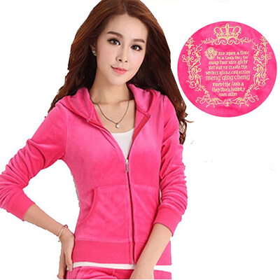 

2018 spring&autumn new winter gold silk velvet show thin fashionable leisure running sport two-piece suit female