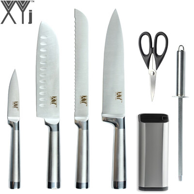

XYj Brand Good Quality Kitchen Stainless Steel Knives Knife Stand Sharpening Rod Scissor Durable Kitchen Tools