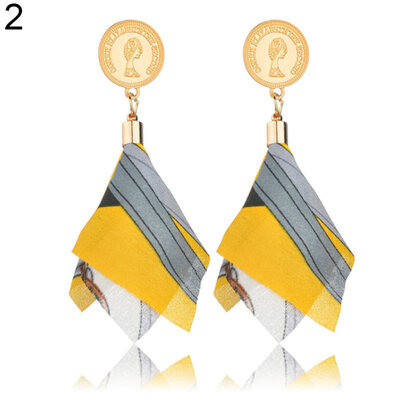 

Fashion Portrait Multicolor Printed Scarf Fabric Cloth Dangle Earrings Jewelry