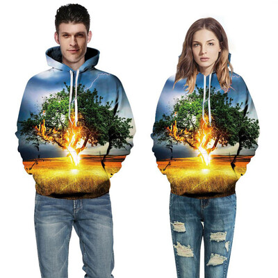 

Toponeto Mens Autumn Spring 3D Printing Long Sleeve Hoodies Sweatershirt Tops Shirt