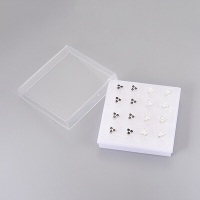 

Plastic Stud Earrings with Ear Nuts Enamel Flower Black & White 6x65x2mm Pin 1mm 8pairsbox