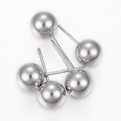 

304 Stainless Steel Stud Earrings Ball Stud Earrings Stainless Steel Color 20mm Pin 08mm