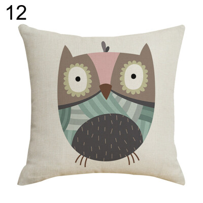 

Cute Owl Linen Throw Pillow Case Cushion Cover Sofa Bed Car Cafe Office Decor