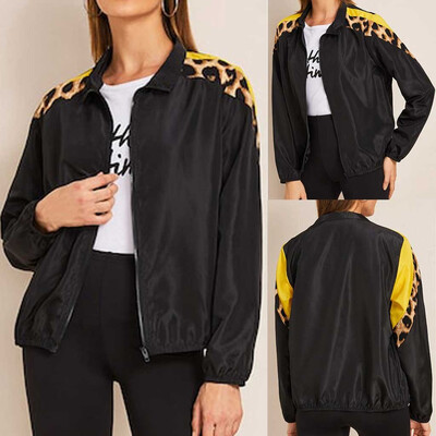 

Toponeto Womens Leopard Fashion Waterproof Long Sleeve Coat Smock Long Jacket