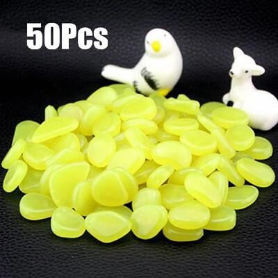 

50pcs Glow in the Dark Garden Pebbles for Walkways Aquarium Decor Plants Luminous Stones