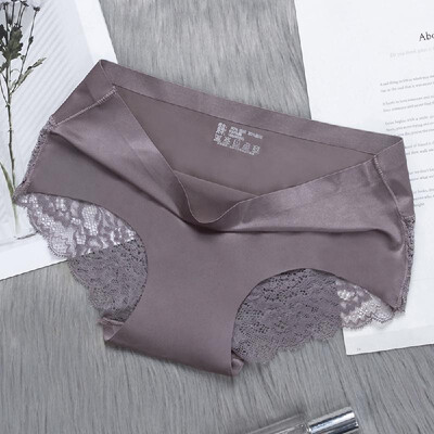 

Ladies Lace Ice Silk Underwear Panties Slim Seamless Transparent Breathable Low Waist Underwear Intimates Unerpants