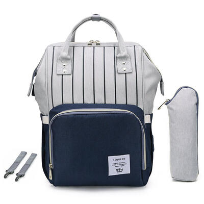 

Stripes Waterproof Mummy Backpacks Large USB Port Maternity Diaper Handbag