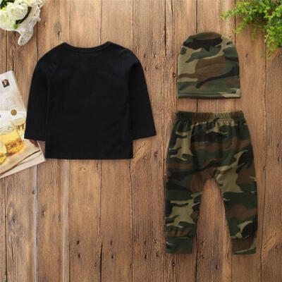 

0-3T Newborn Kids Baby Boys Tops T-shirt Camo Pants 3PCS Outfits Set Clothes
