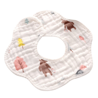 

8-layer Cotton Gauze 360 Degrees Rotating Infant Baby Bibs Print Cotton Saliva Towel Baby Bibs