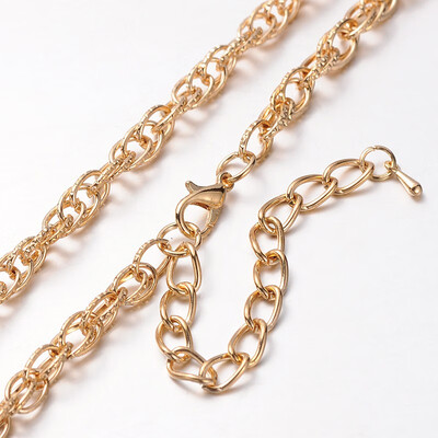 

Iron Double Link Chain Necklace Making with Alloy Lobster Claw Clasps&Iron End Chains Light Gold 299