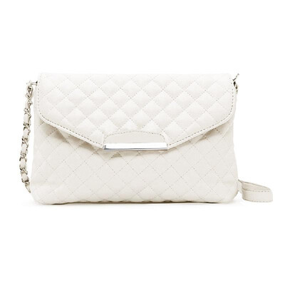 

Vintage Women Quilted Shoulder Bag PU Leather Flap Front Crossbody Envelope Bag Clutch WhiteBlack