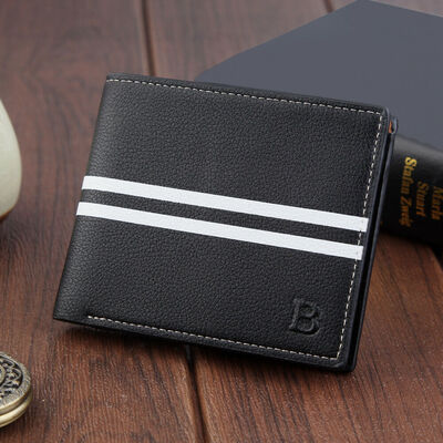 

2019 New Style Fashion Hot Top Quality Men Stripe Leather Wallet Money Holder Short Purse Clutch Wallets