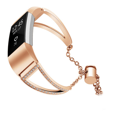

〖Follure〗Replacement Stainless Steel Crystal Watch Band Wrist strap For Fitbit Charge 2