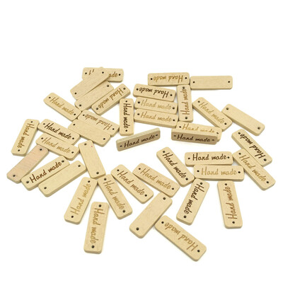 

Siaonvr 50pcs Wood color Wooden Hand made Lettering 2-hole sewing Scrapbooking 30mm