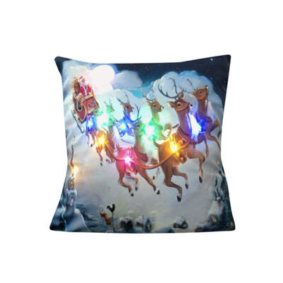 

Siaonvr The New Color Lights Christmas Pillow LED Lights Pillow Creative Printing Linen