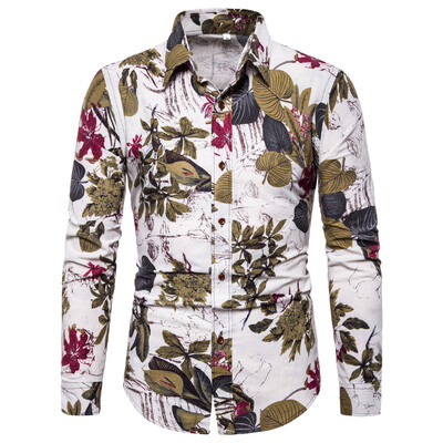 

Tailored Mens Summer Fashion Business Leisure Printing Long-sleeved Shirt Top Blouse