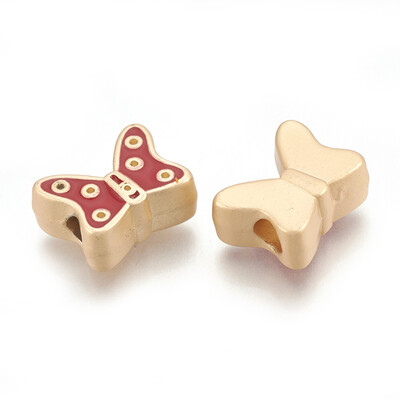 

Alloy Enamel European Beads Large Hole Beads Matte Style Butterfly Matte Golden 15x11x7mm Hole 4mm