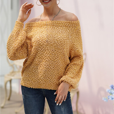 

Tailored Fashion Women Casual Plush Long Sleeve Solid Color Off Shoulder Sweatshirt Tops