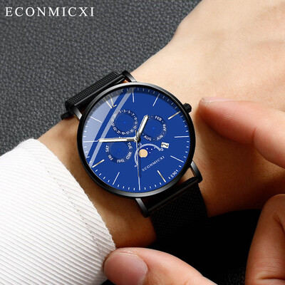 

Gobestart Fashion Mens Watch Alloy Business Quartz Wrist Watch Mesh Band