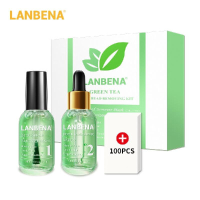 

LANBENA Green Tea Blackhead Removing Kit17mlBottle Blackhead Remover Mask & 17mlBottle Pore Minimizer Serum & 100Pcs Blackhead