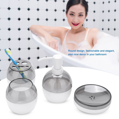 

Greensen 4Pcs Fashionable Round Design Bathroom Accessories Set Soap Dish Dispenser Toothbrush Holder