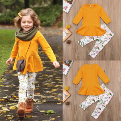 

2-7Y USA Toddler Kids Girls Outfits Clothes T-shirt Tops DressPants Casual Set