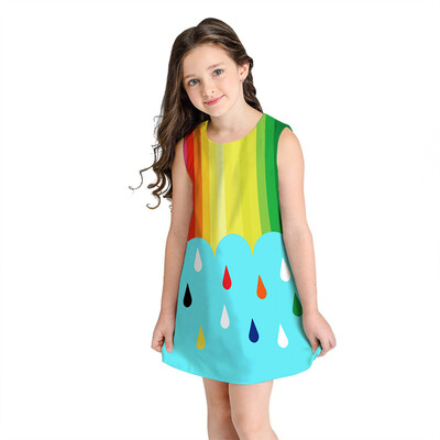 

Teen Toddler Kid Girl Summer Sleeveless 3D Print Cartoon Dresses Casual Clothes