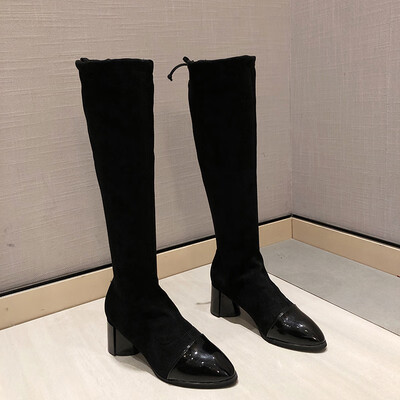 

Shoe Girls Super Fire Autumn Single Boots Korean version High-heeled Shoes Rough-heeled Martin Boots