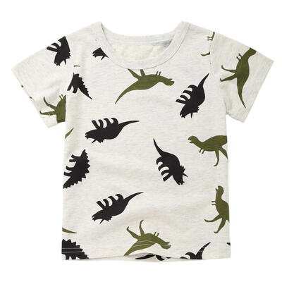 

Cute Boys Cartoon Printed Short Sleeve T-shirt Simple Children Girls Tops